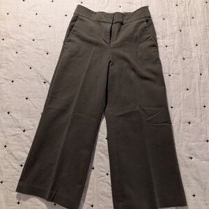 LOFT Olive Green Cropped Wide-Leg Pants